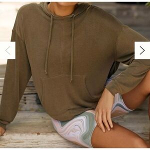 Free People Movement Sz S Back Into It Cut Out Hoodie Green Open Back Light